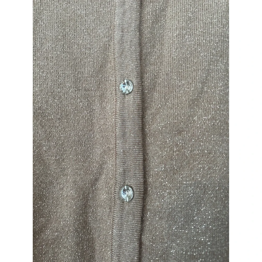 Cable & Gauge Womens Tan Glitter Knit Cardigan‎ Button Up Long Sleeve Top XLP